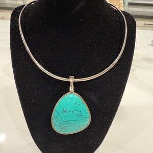 Turquoise (Faux)Pendant and Necklace